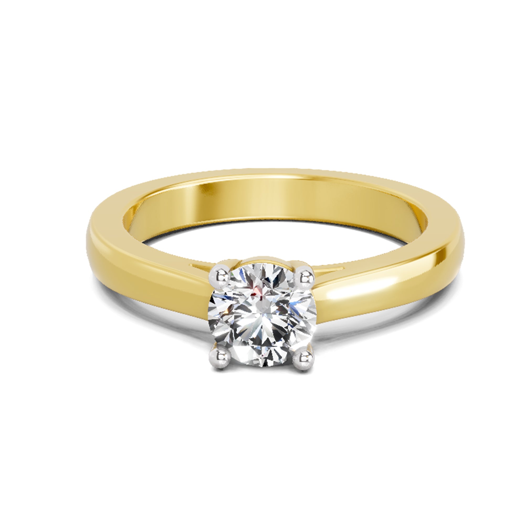 0.7 Ct Round Solitaire Ring  14K Yellow Gold