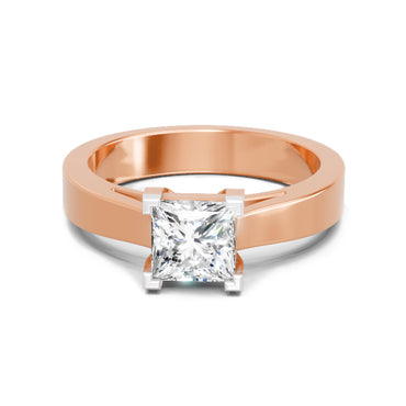 0.85 Ct Princess Cut Solitaire Ring  14K Rose Gold