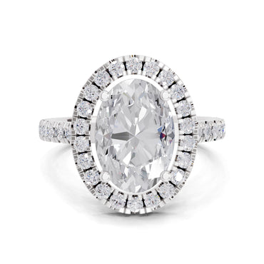 3.39 Carat Classic Oval Shape Halo Engagement Ring | 14K White Gold