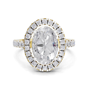 3.39 Carat Classic Oval Shape Halo Engagement Ring | 14K Yellow Gold