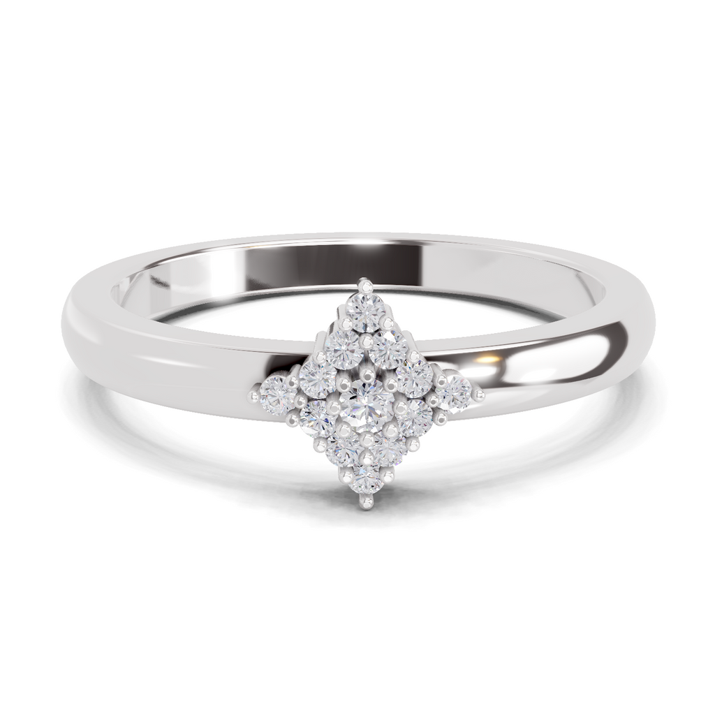 0.12 Carat Diamond Kite Cluster Promise Engagement Ring | 14K White Gold