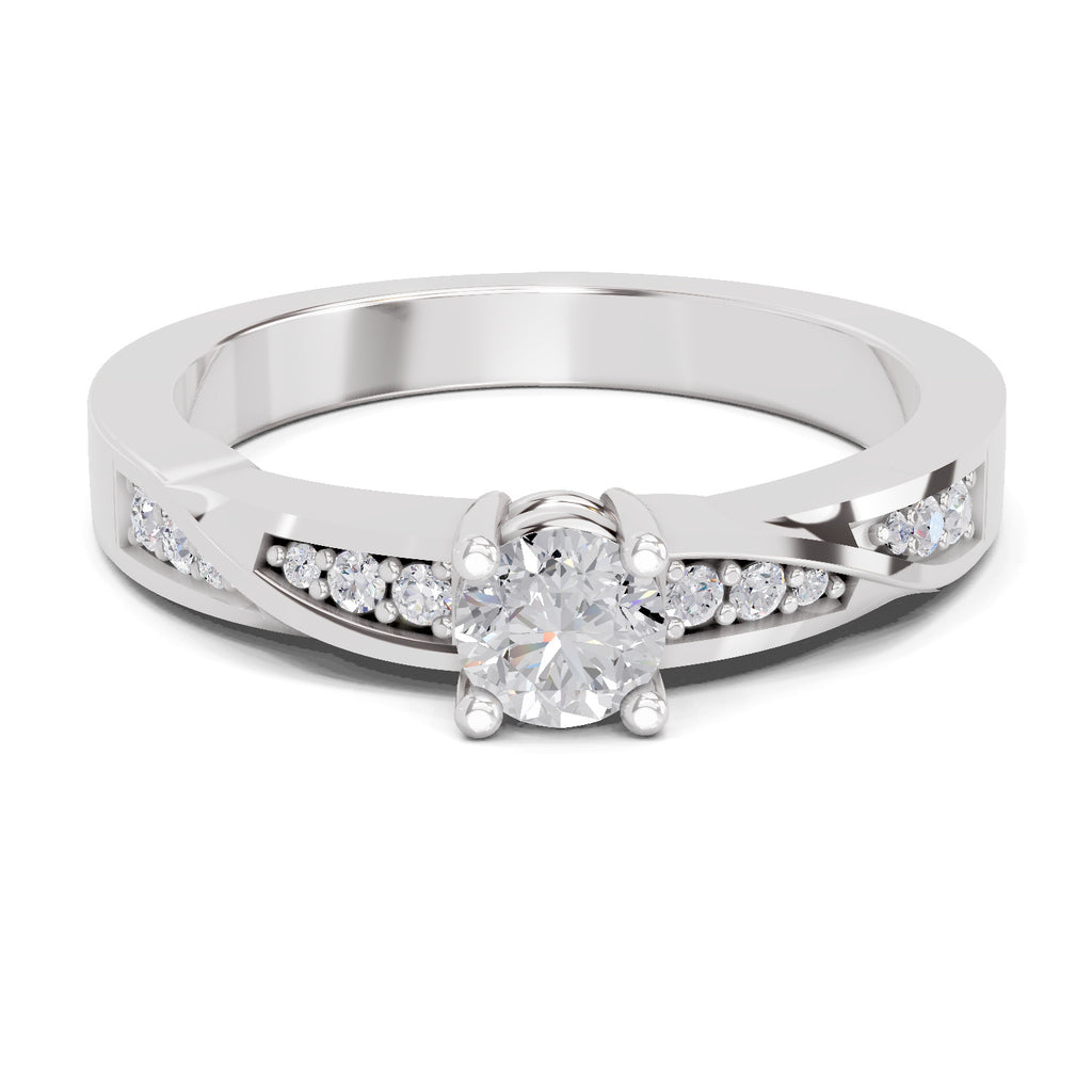 0.44 Carat Round Shape Grace Solitaire Engagement Ring | 14K White Gold