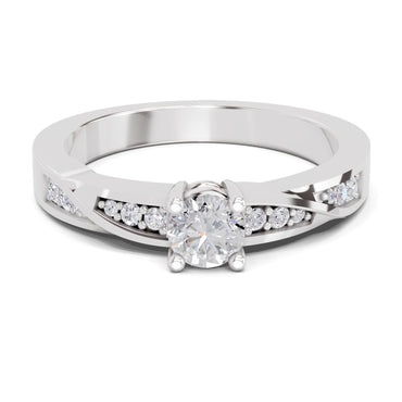0.44 Carat Round Shape Grace Solitaire Engagement Ring | 14K White Gold