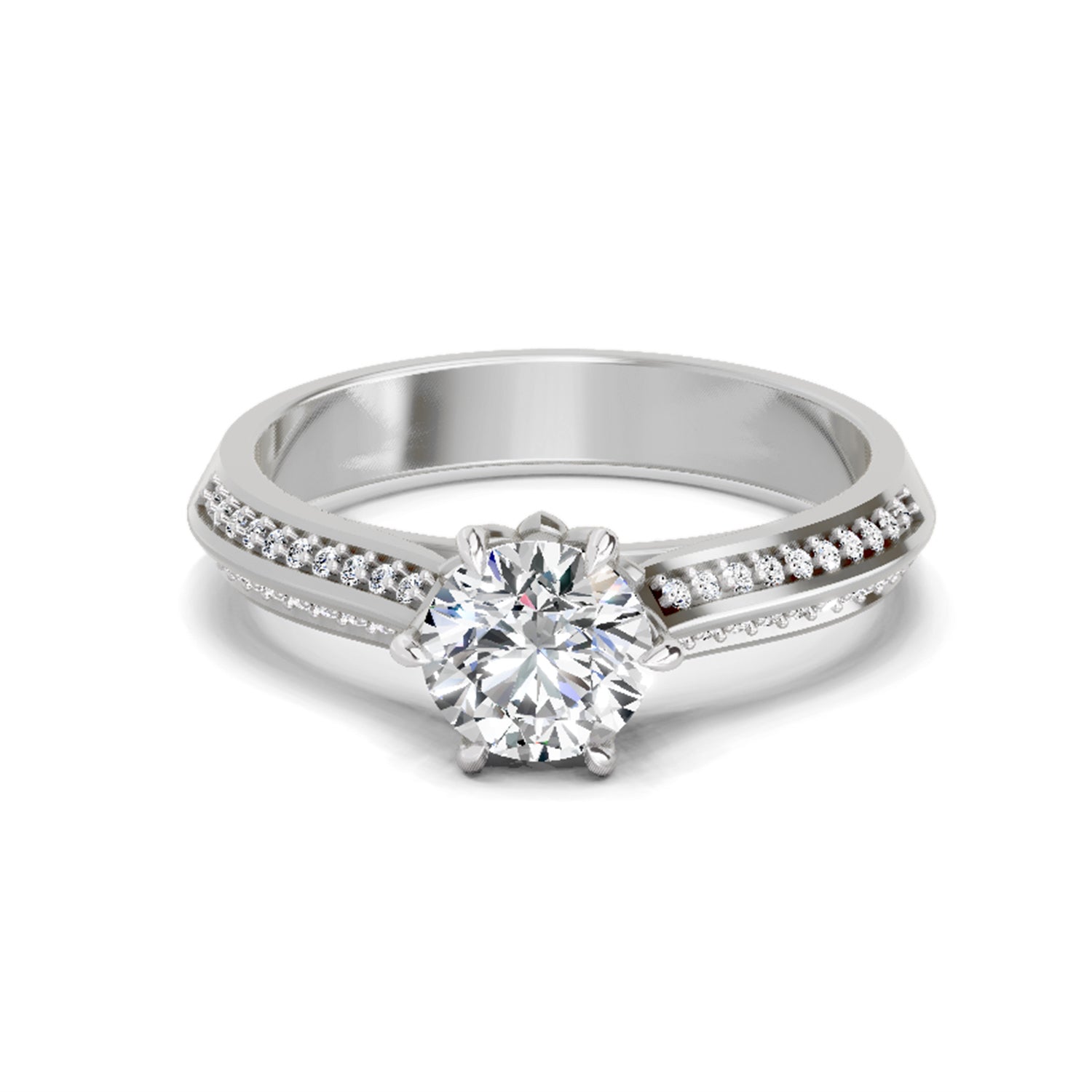 0.96 Ct Round Solitaire Ring  14K White Gold