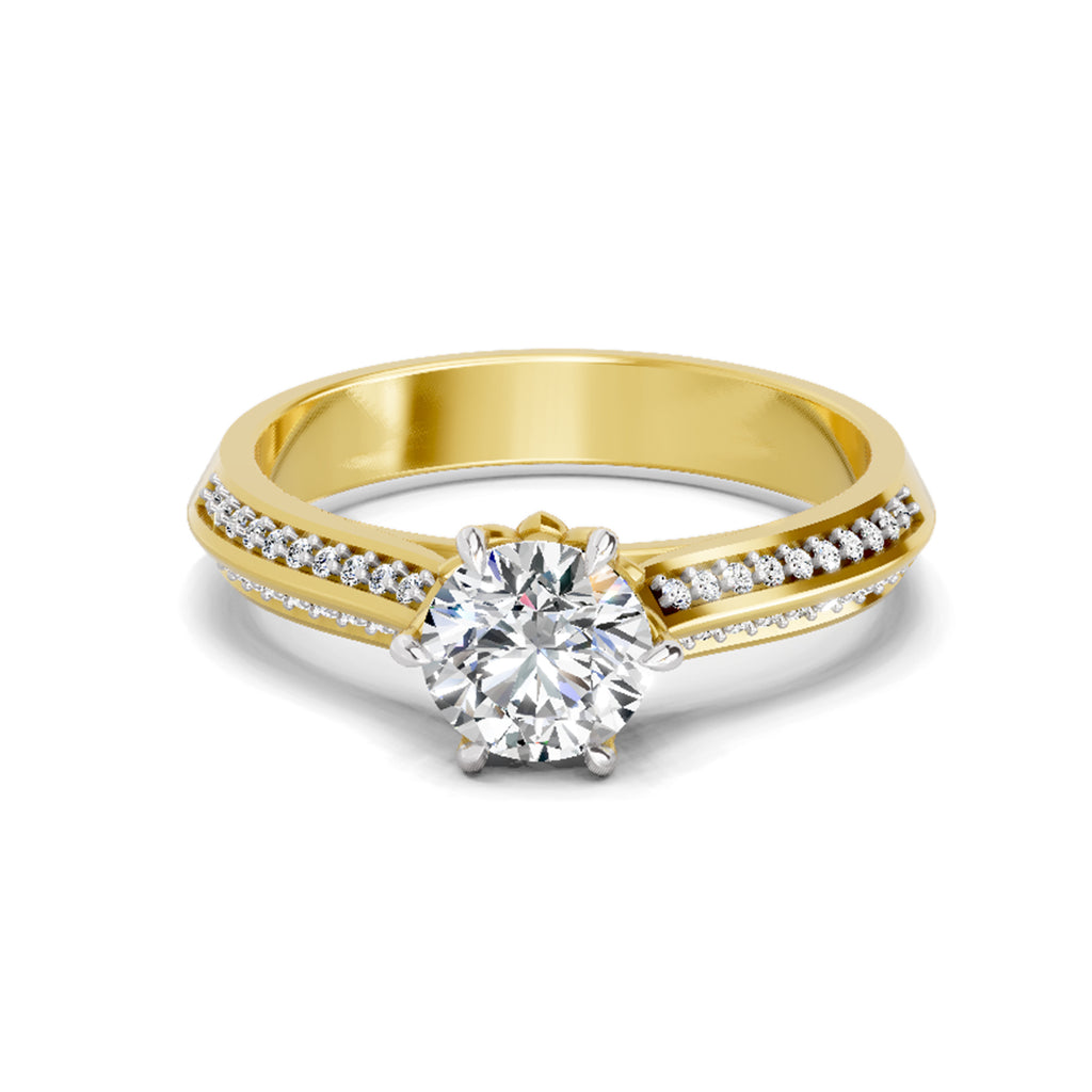 0.96 Ct Round Solitaire Ring  14K Yellow Gold