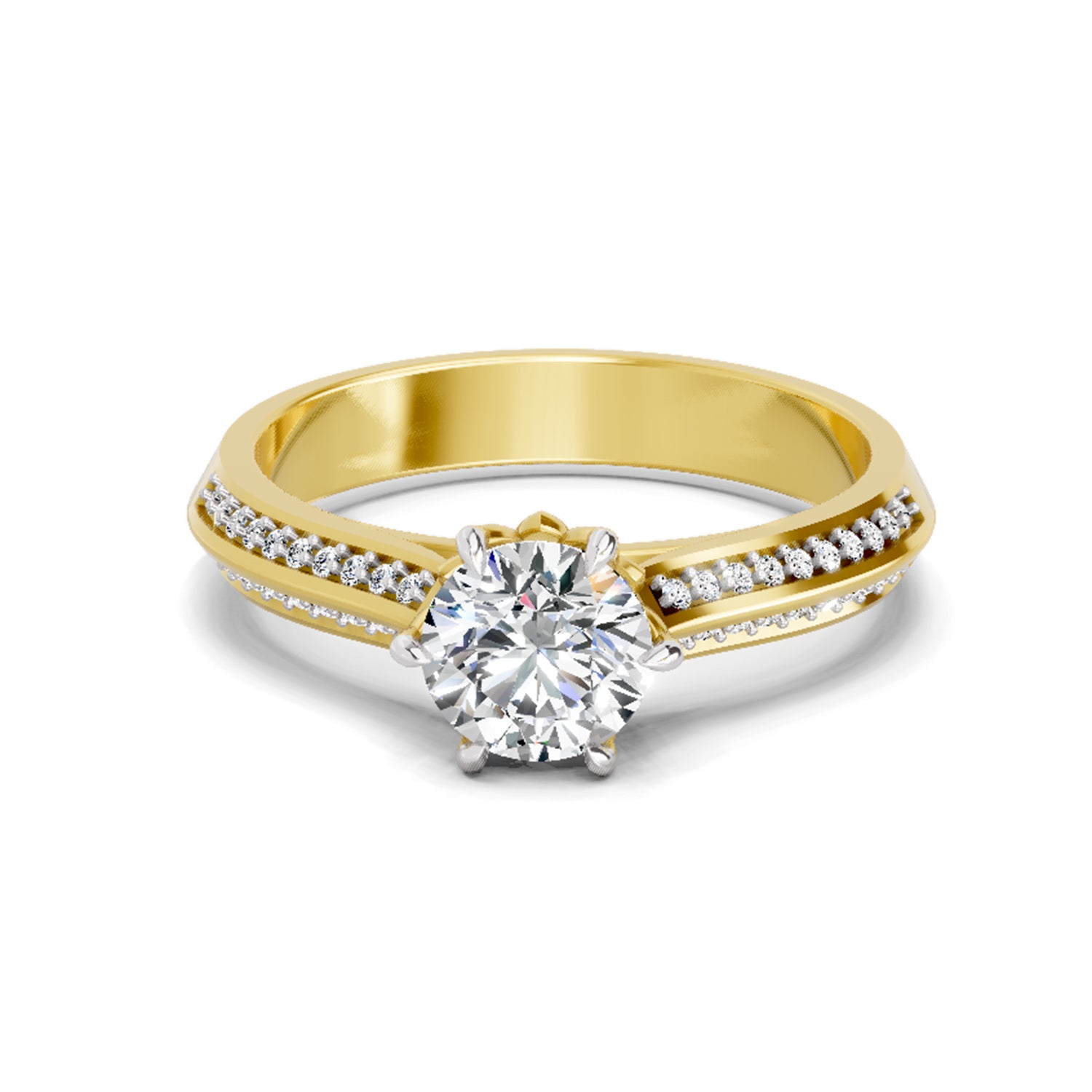 0.96 Ct Round Solitaire Ring  14K Yellow Gold