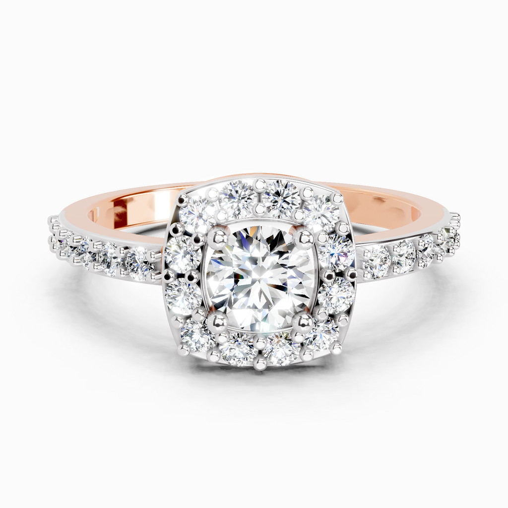1 Ct Round Halo Ring | 14K Rose Gold