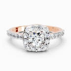 1 Ct Round Halo Ring | 14K Rose Gold