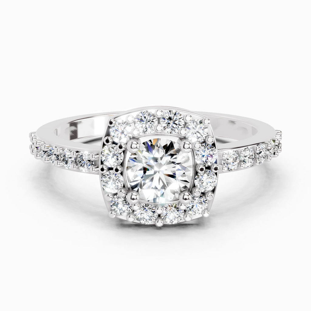 1 Ct Round Halo Ring | 14K White Gold