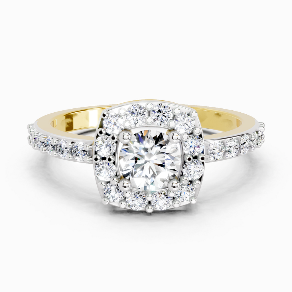 1 Ct Round Halo | 14K Yellow Gold