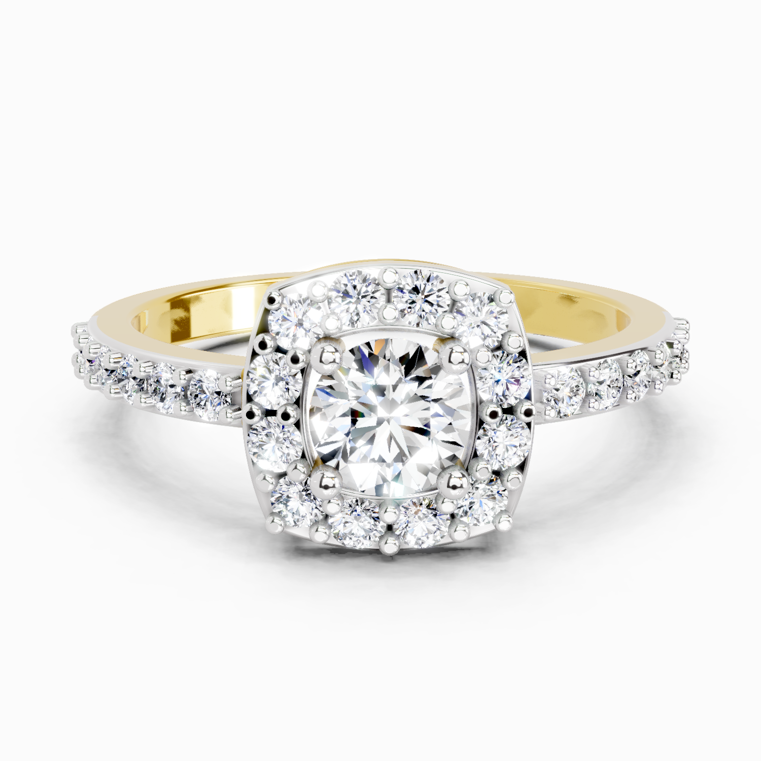 1 Ct Round Halo | 14K Yellow Gold