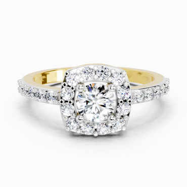 1 Ct Round Halo | 14K Yellow Gold
