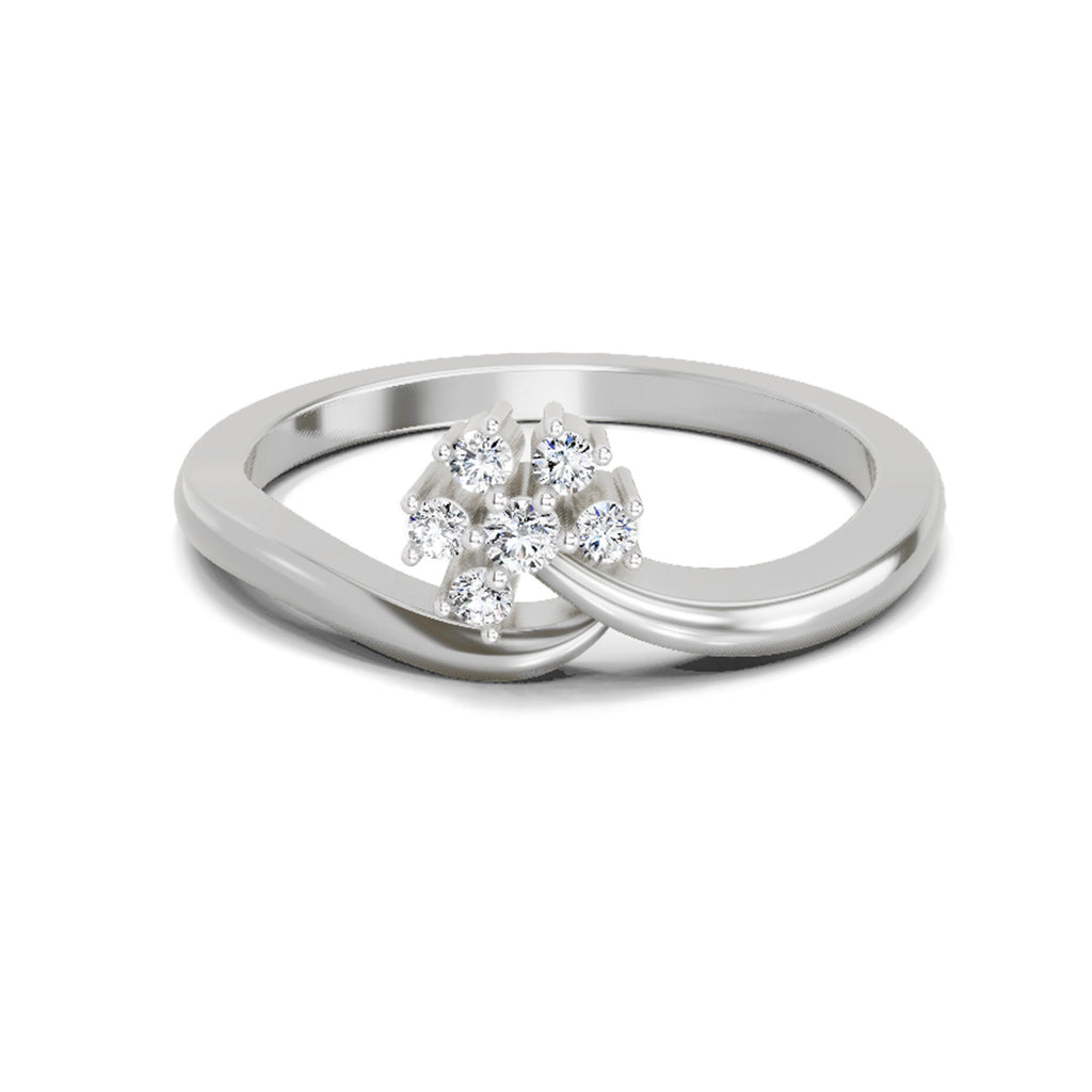 0.11 Ct Round Shape Diamond Ring  14K White Gold
