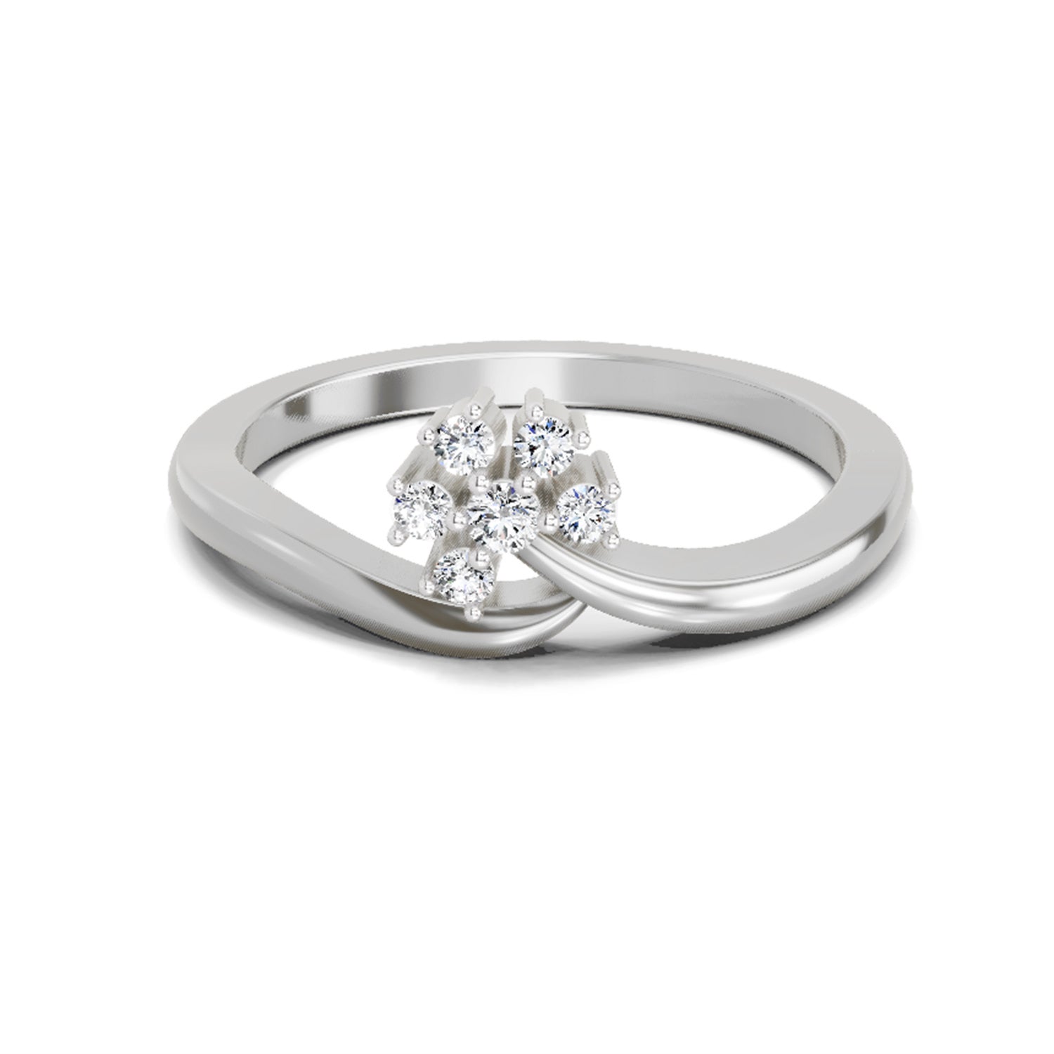 0.11 Ct Round Shape Diamond Ring  14K White Gold