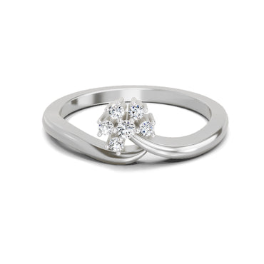 0.11 Ct Round Shape Diamond Ring  14K White Gold