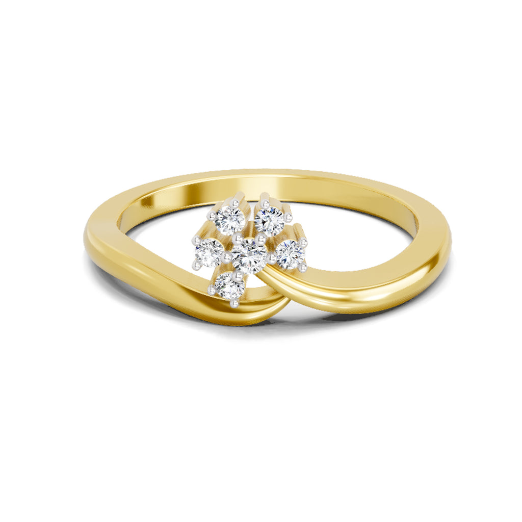 0.11 Ct Round Shape Diamond Ring  14K Yellow Gold