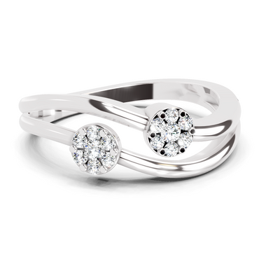 0.07 Carat Twin Bloom Promise Engagement Ring | 14K White Gold