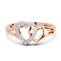 0.13 Carat Round Shape Twin Heart Engagement Ring | 14K Rose Gold