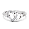 0.13 Carat Round Shape Twin Heart Engagement Ring | 14K White Gold