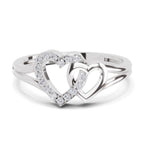 0.13 Carat Round Shape Twin Heart Engagement Ring | 14K White Gold