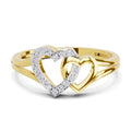 0.13 Carat Round Shape Twin Heart Engagement Ring | 14K Yellow Gold