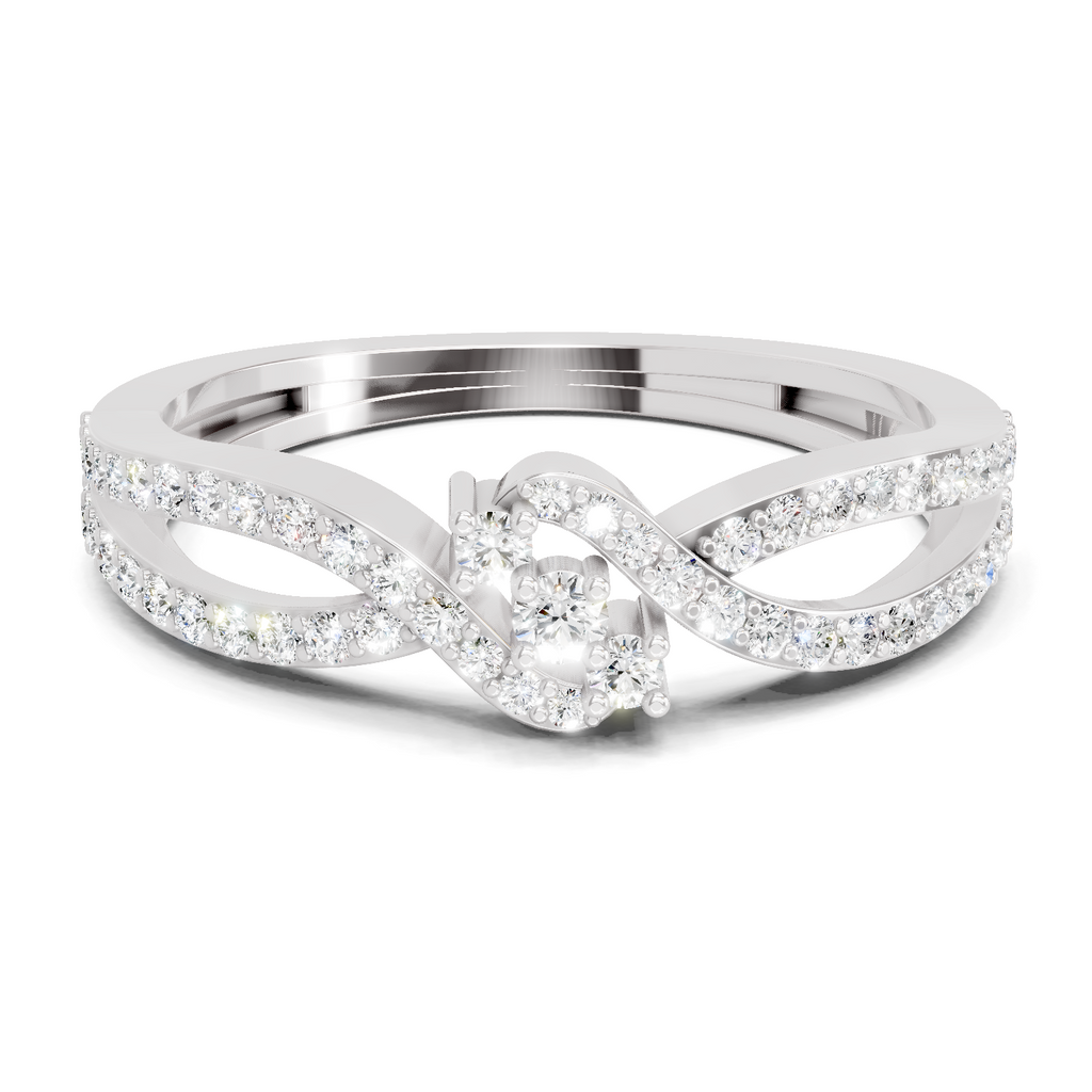 0.36 Carat Round Shape Twirl Engagement Ring | 14K White Gold