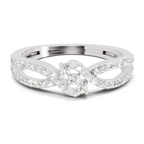 0.36 Carat Round Shape Twirl Engagement Ring | 14K White Gold
