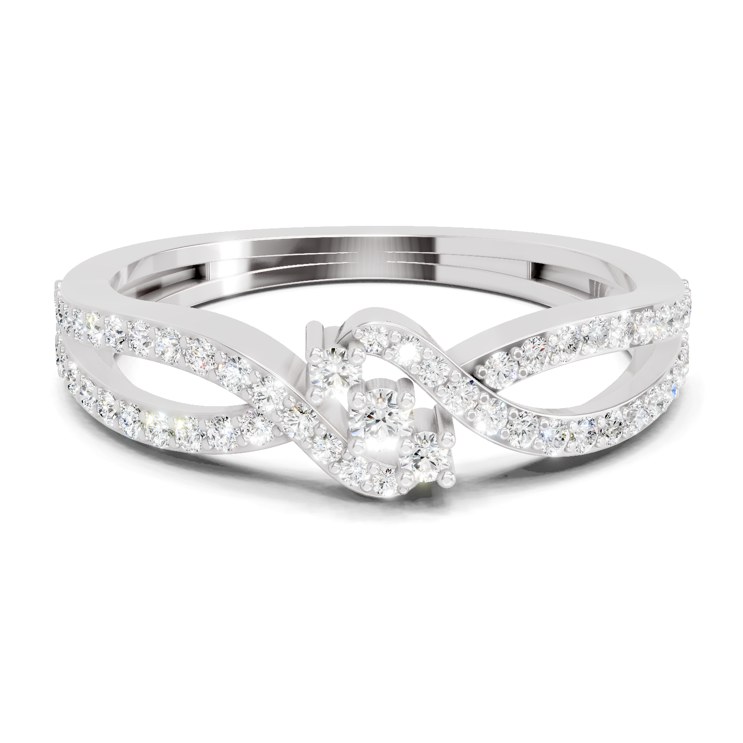 0.36 Carat Round Shape Twirl Engagement Ring | 14K White Gold