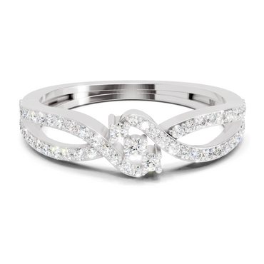 0.36 Carat Round Shape Twirl Engagement Ring | 14K White Gold