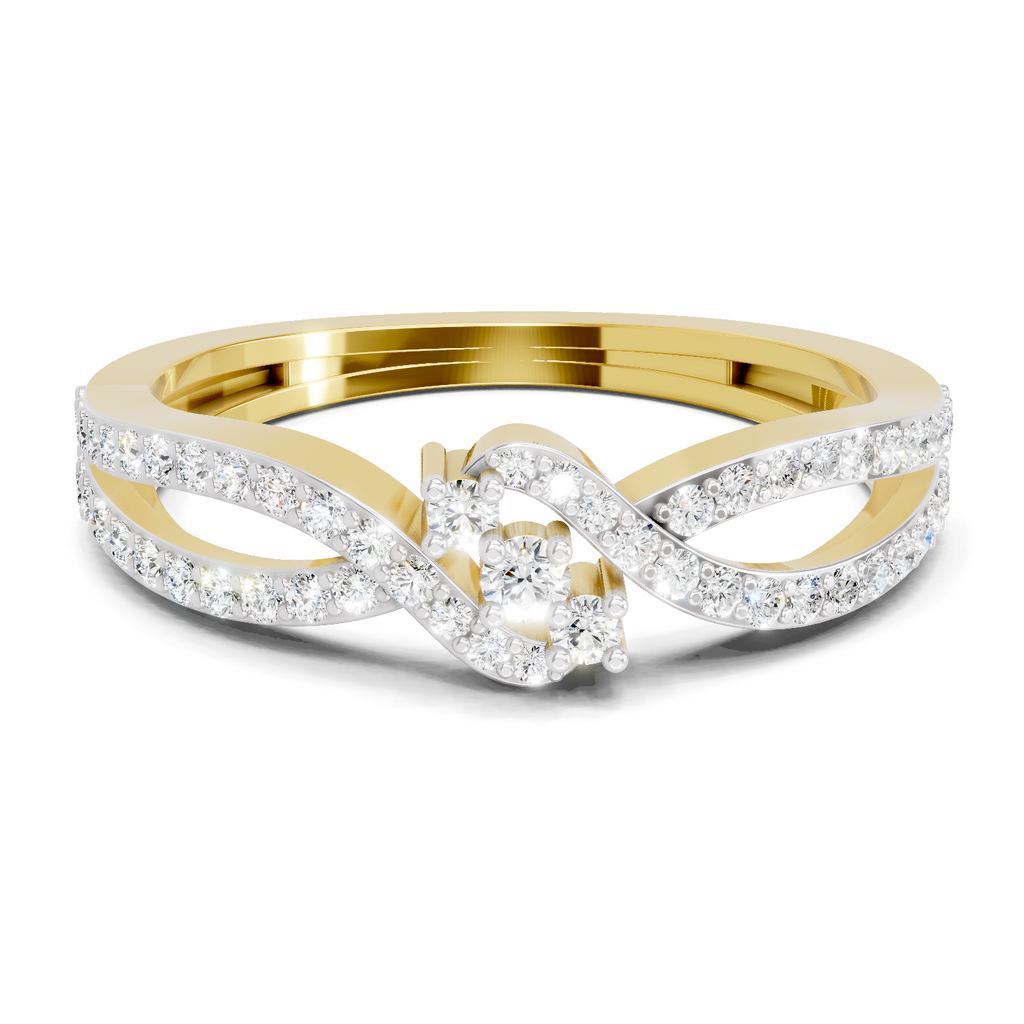 0.36 Carat Round Shape Twirl Engagement Ring | 14K Yellow Gold