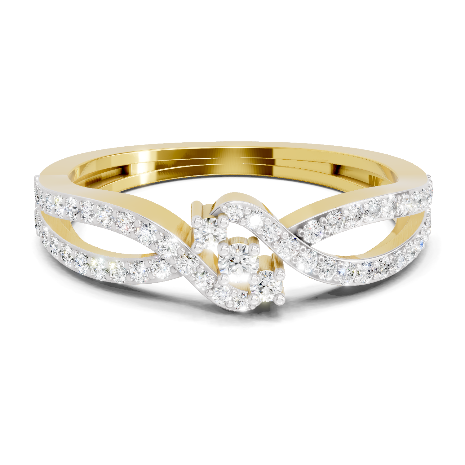 0.36 Carat Round Shape Twirl Engagement Ring | 14K Yellow Gold
