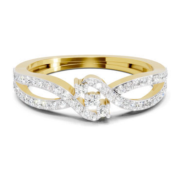 0.36 Carat Round Shape Twirl Engagement Ring | 14K Yellow Gold