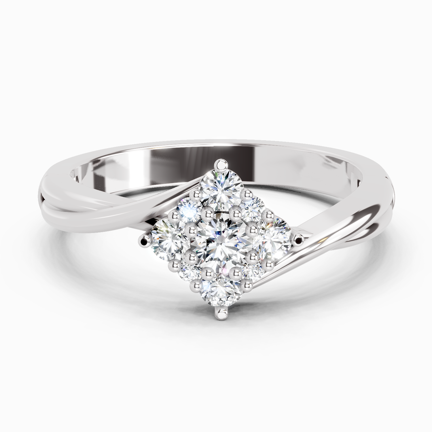 0.36 Ct Cluster Ring | 14K White Gold