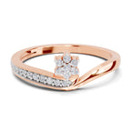 0.11 Carat Round Shape Floral Engagement Ring | 14K Rose Gold