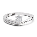 0.11 Carat Round Shape Floral Engagement Ring | 14K White Gold