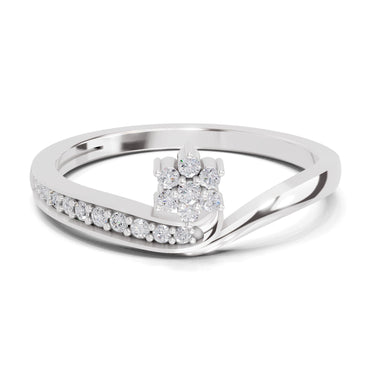0.11 Carat Round Shape Floral Engagement Ring | 14K White Gold