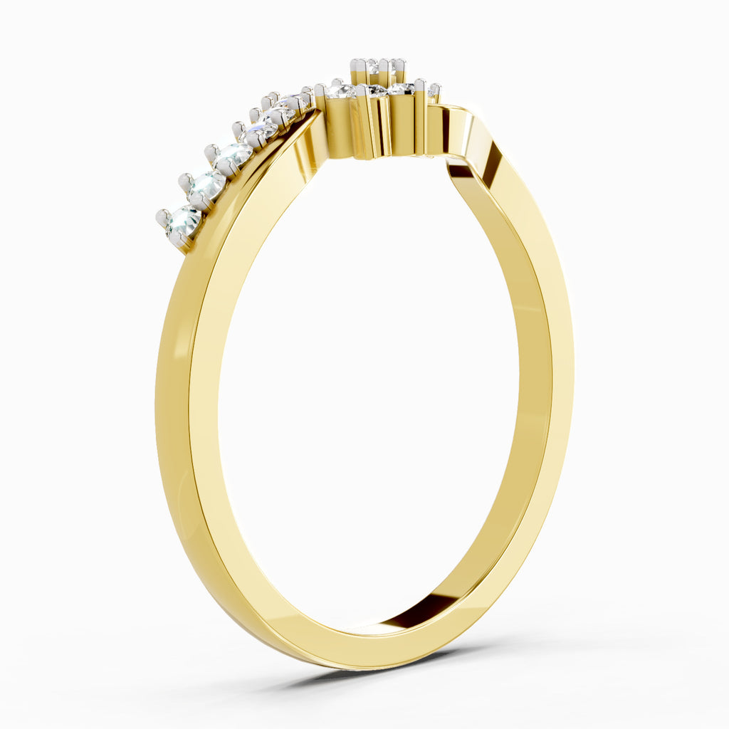Sparkles Lab Grown Diamond 0.11 Floral Bypass Ring| 14K Yellow Gold