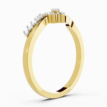 Sparkles Lab Grown Diamond 0.11 Floral Bypass Ring| 14K Yellow Gold