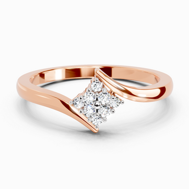 0.09 Ct Round Shape Diamond Cluster Ring | 14K Rose Gold