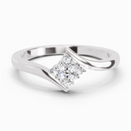 0.09 Ct Round Shape Diamond Cluster Ring | 14K White Gold
