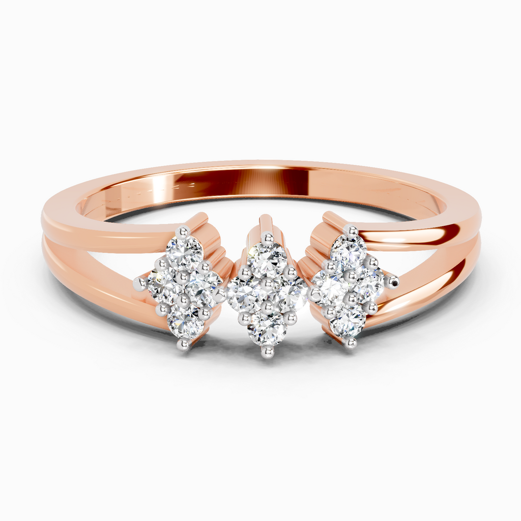 0.14 Ct Round Shape Diamond Cluster Ring | 14K Rose Gold