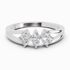 0.14 Ct Round Shape Diamond Cluster Ring | 14K White Gold