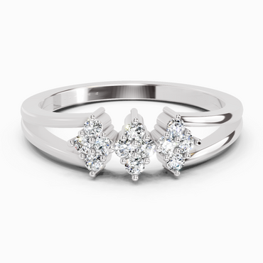 0.14 Ct Round Shape Diamond Cluster Ring | 14K White Gold