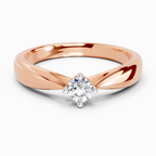 0.16 Ct Round Solitaire Ring | 14K Rose Gold