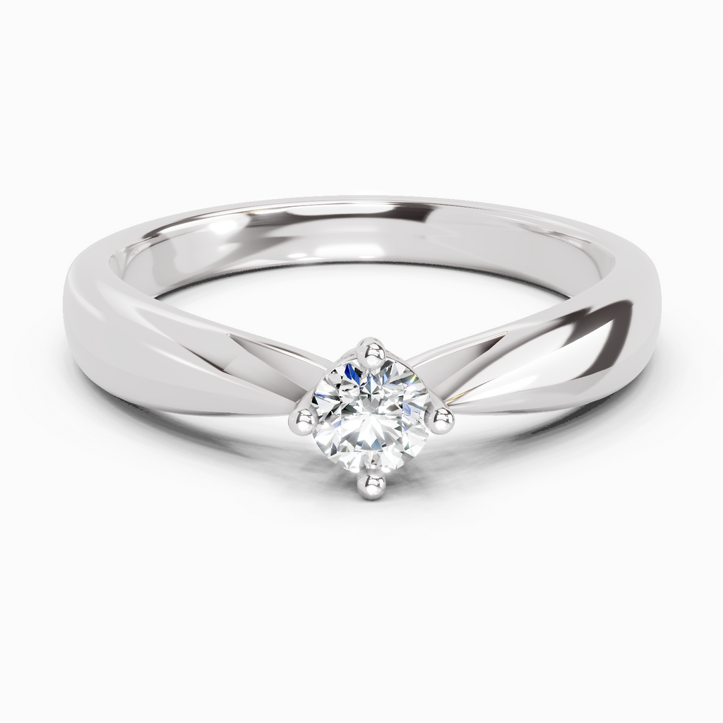 0.16 Ct Round Solitaire Ring | 14K White Gold