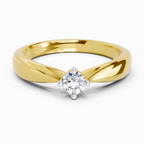 0.16 Ct Round Solitaire Ring | 14K Yellow Gold