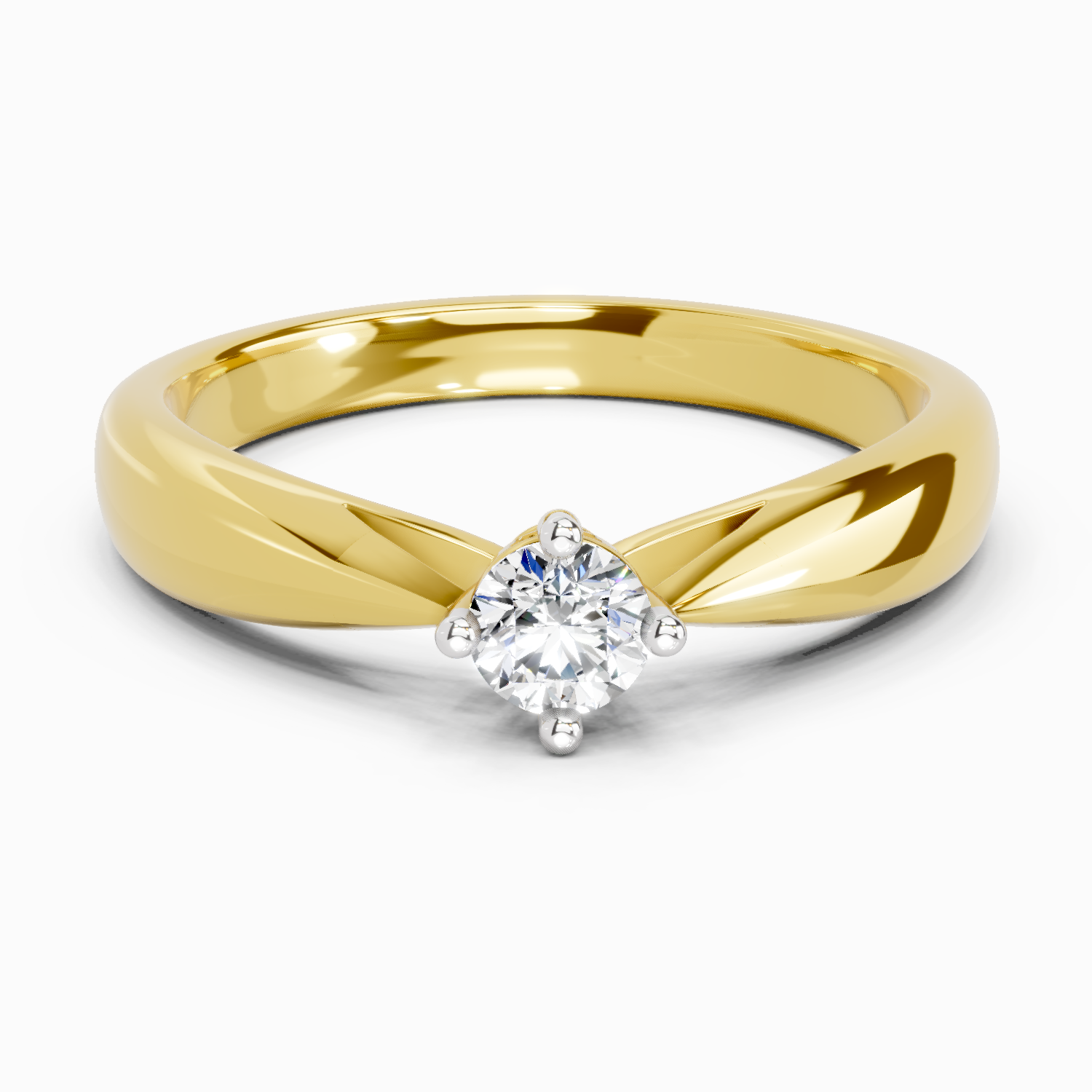 0.16 Ct Round Solitaire Ring | 14K Yellow Gold