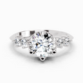 1.71 Ct Round Side Stone Engagement Ring | 14K White Gold