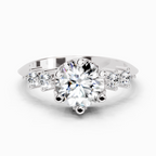 1.71 Ct Round Side Stone Engagement Ring | 14K White Gold