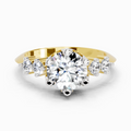 1.71 Ct Round Side Stone Engagement Ring | 14K Yellow Gold